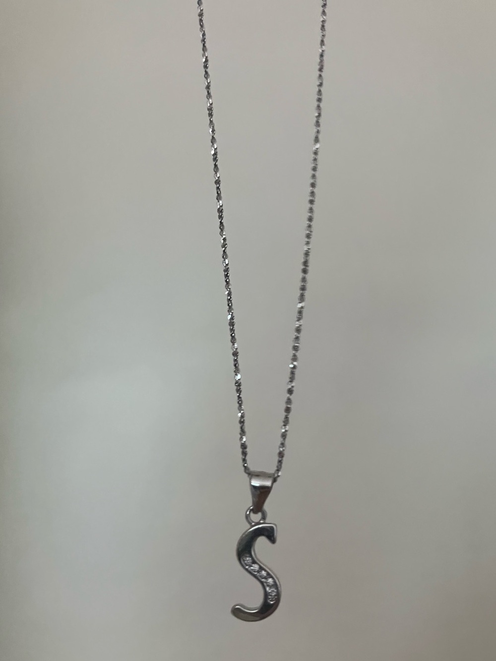 Sterling Silver 'S' Initial Pendant Necklace
